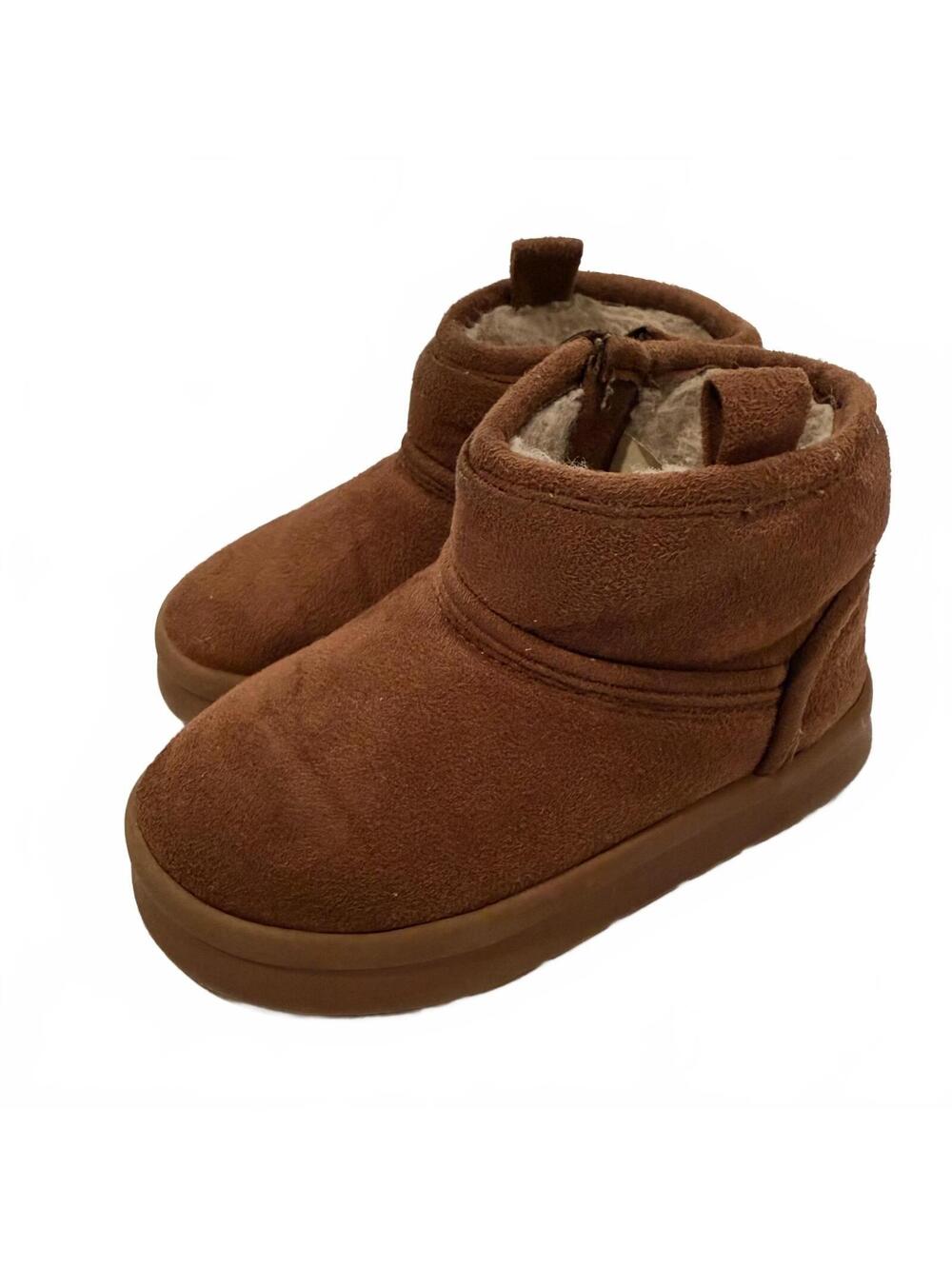 Zara Brown Faux Suede Ankle Boots with Faux Fur Lining Toddler 8.5